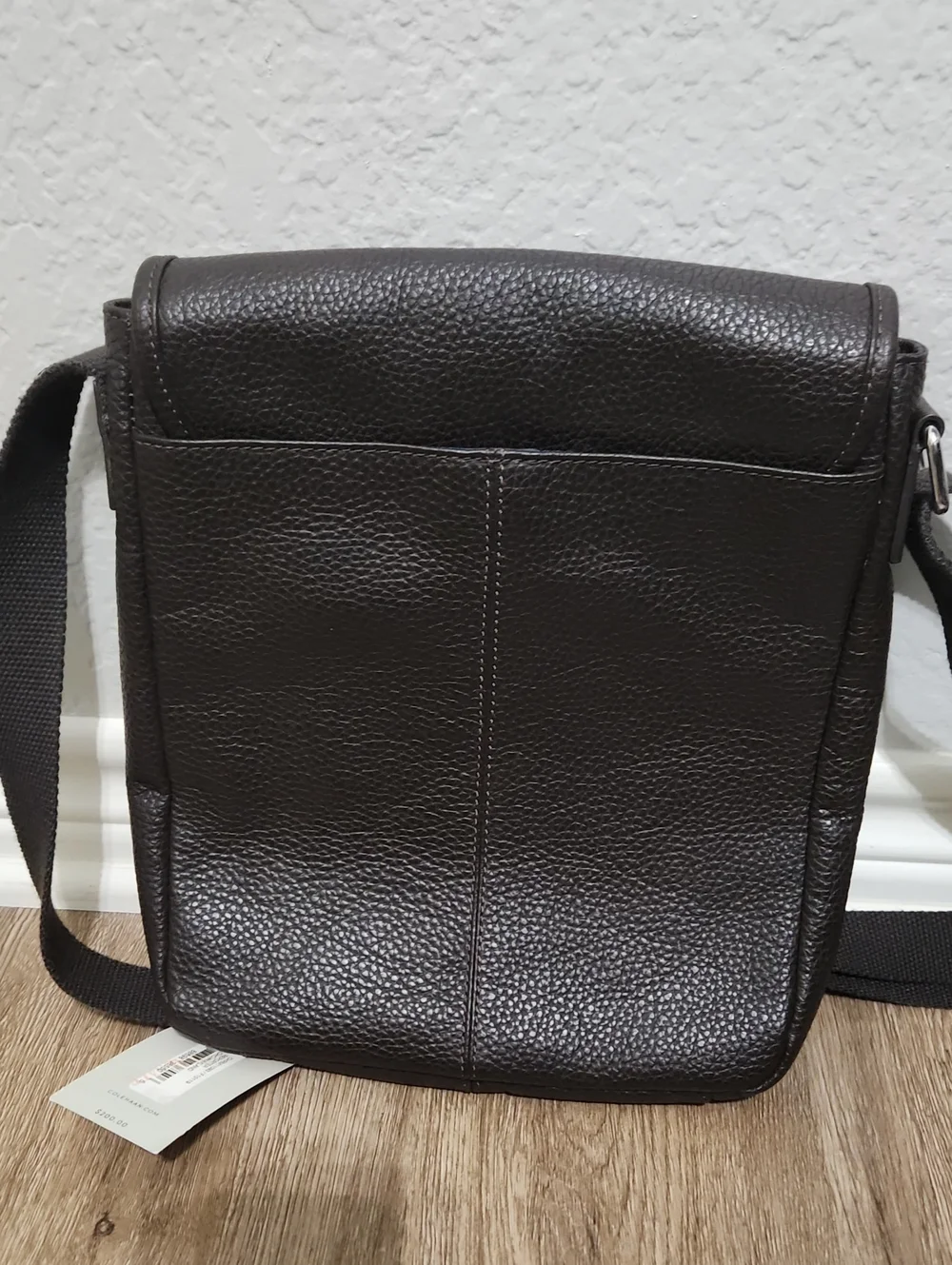 NWT! Cole Haan Wayland Reporter Messenger Bag - Pebbled Leather Dark Brown